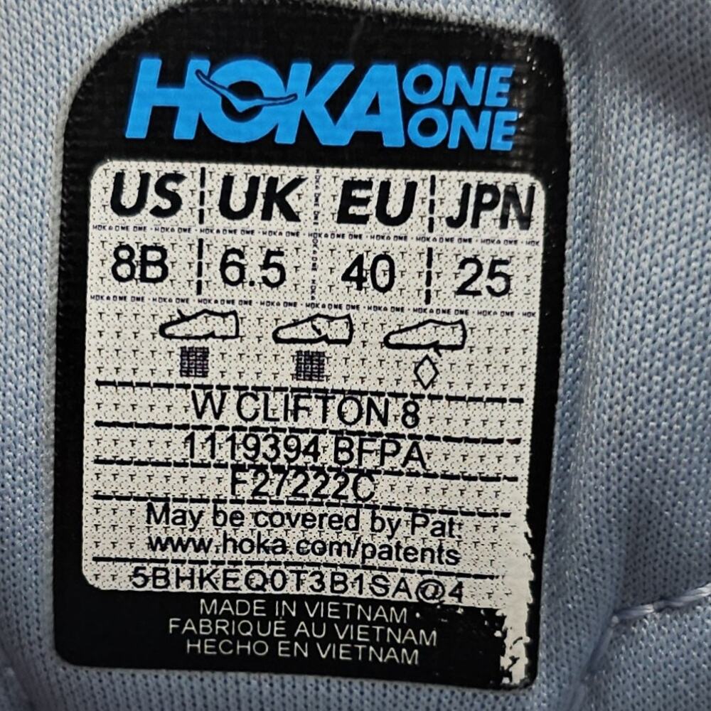 Hoka One One Clifton 8 Blue Fog Plein Air Womens 8B (UK 6.5) Running Shoes - Picture 10 of 10